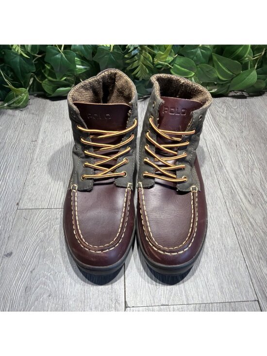 Vtg Polo Ralph Lauren Lorenzo Mid Lace Up Mens Leather Wool Boots Size 6 / W 7.5 main image 4